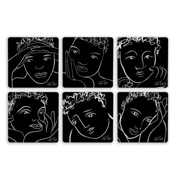 COASTER SET OF 6 \ Sketchbook Black