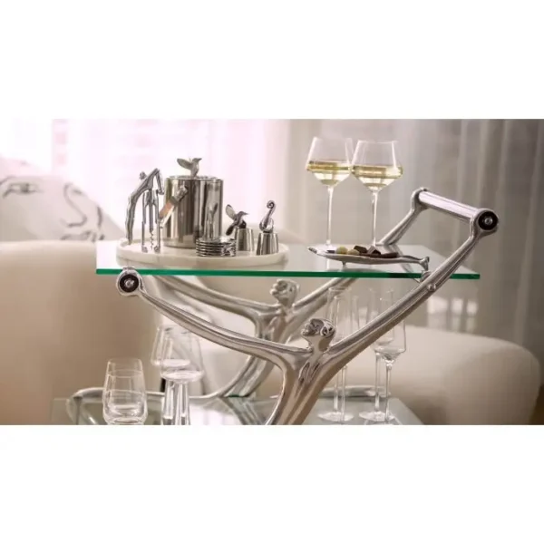 DRINK'S TROLLEY WITH GLASS TOP \ Man