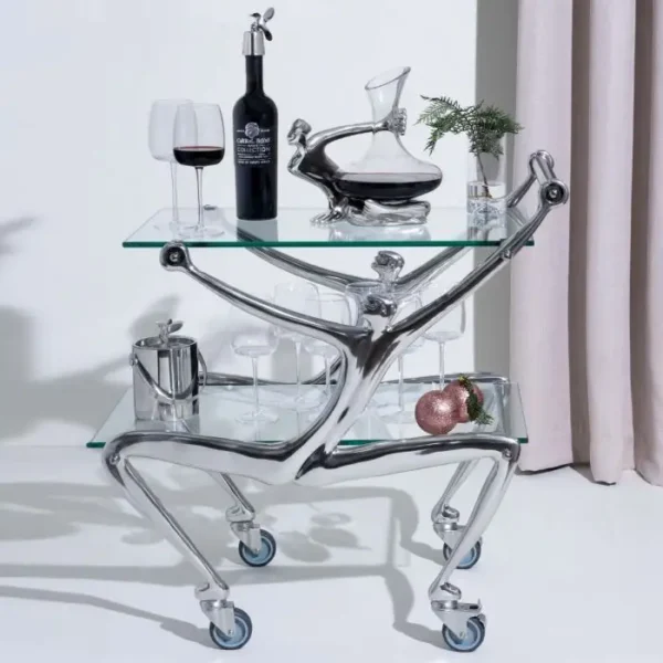 DRINK'S TROLLEY WITH GLASS TOP \ Man