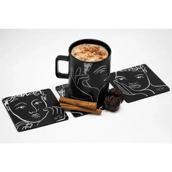 COASTER SET OF 6 \ Sketchbook Black