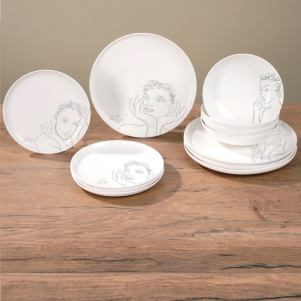 DINNERWARE 12pc SET \ Sketchbook Grey