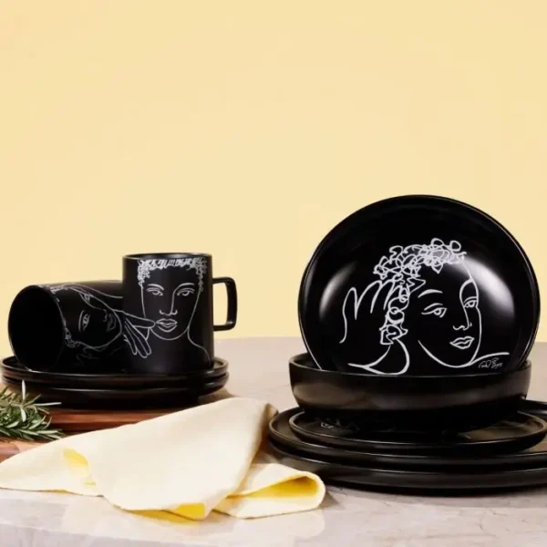 DINNERWARE 12pc SET \ Sketchbook Black